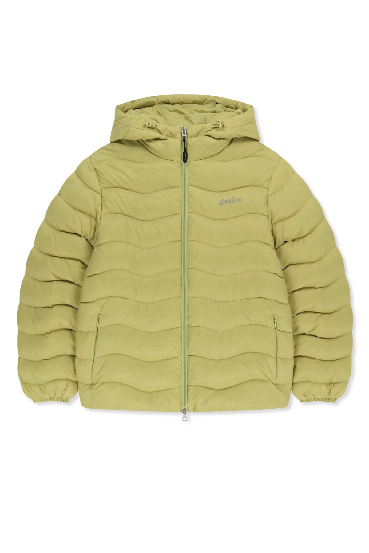 Matinkim Flowing Quilted Hoody Down Jumper IN Lime