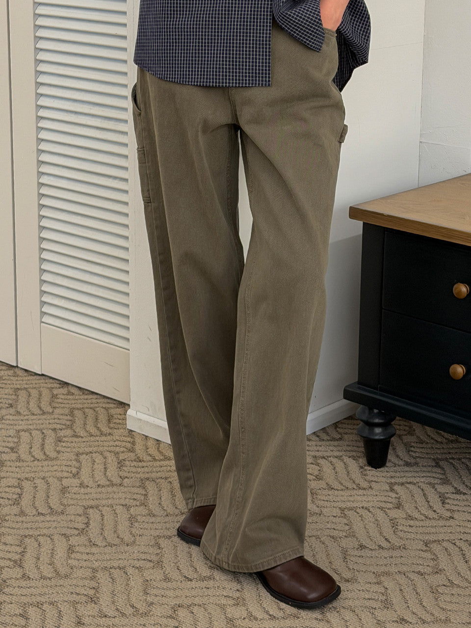 Tillidie Cargo Dyeing Denim Pants Khaki