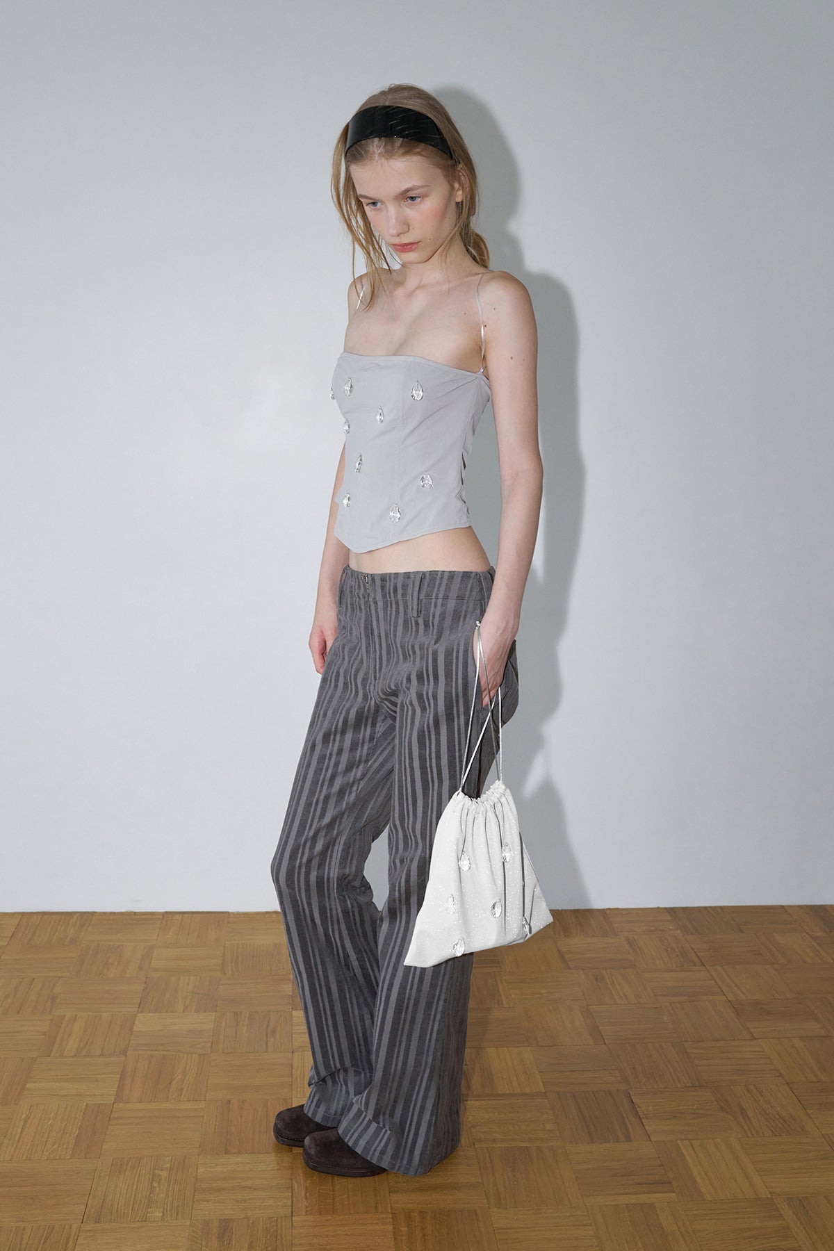 Overdueflair Corduroy Bootcut Pants Mid Grey