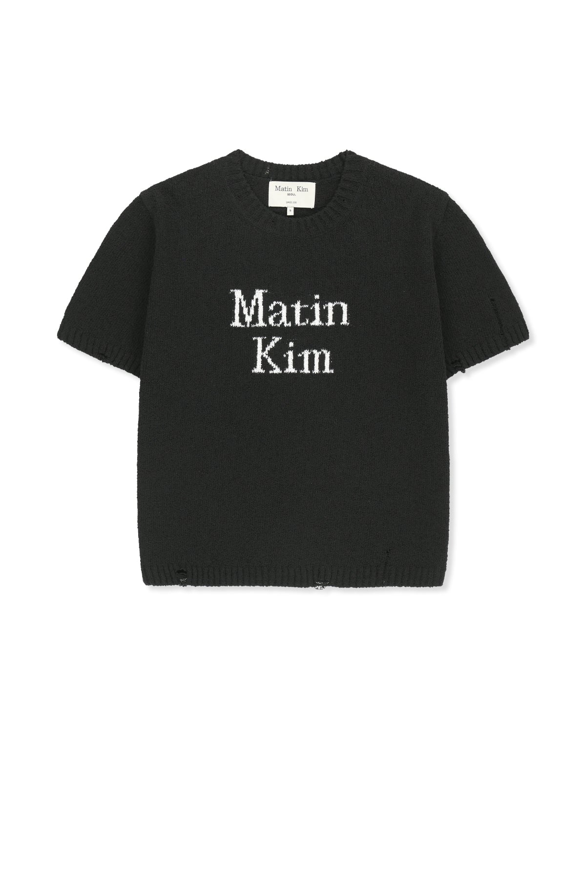 Matinkim Half Sleeve Logo Pullover For Women IN Black