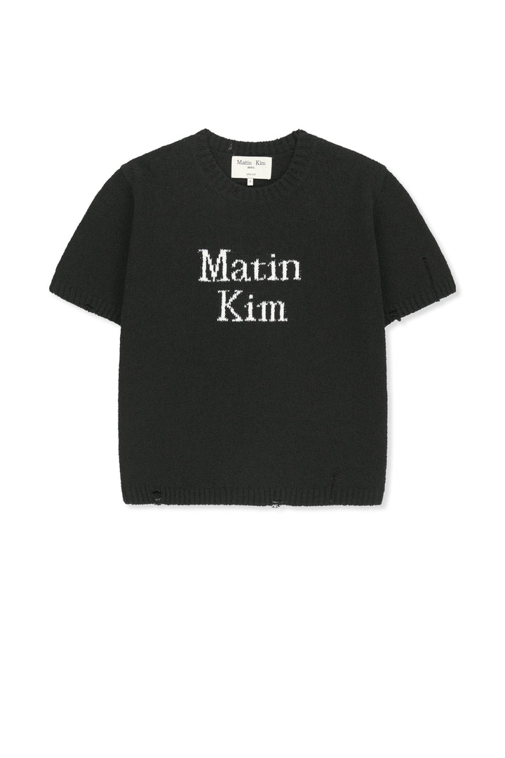 Matinkim Half Sleeve Logo Pullover For Women IN Black