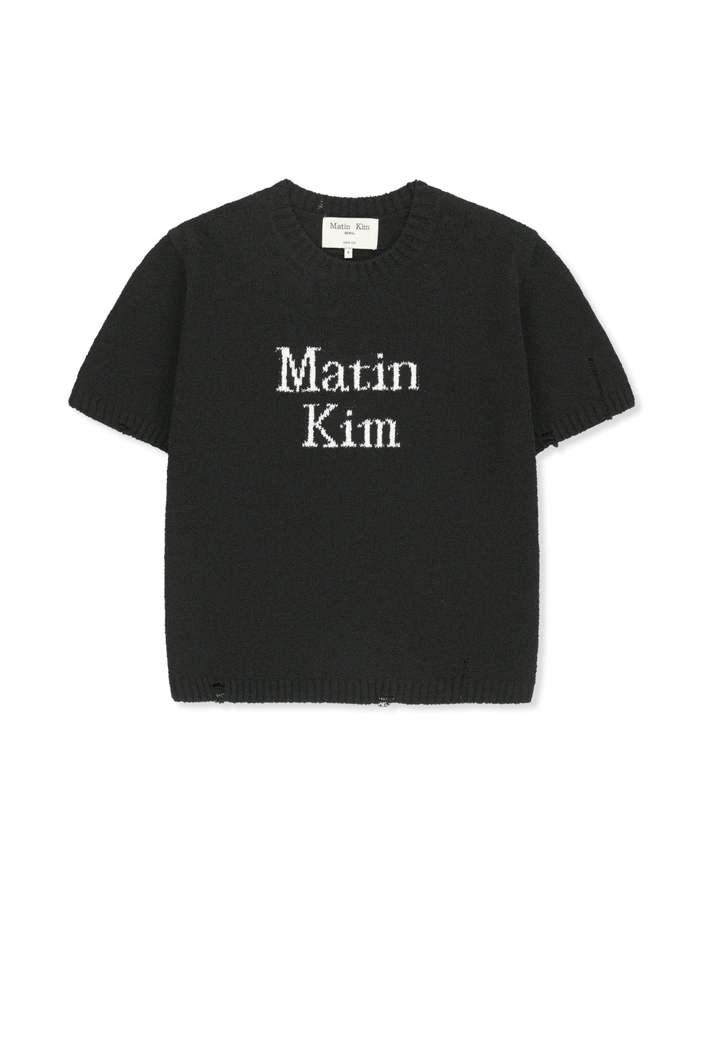 Matinkim Half Sleeve Logo Pullover For Women IN Black