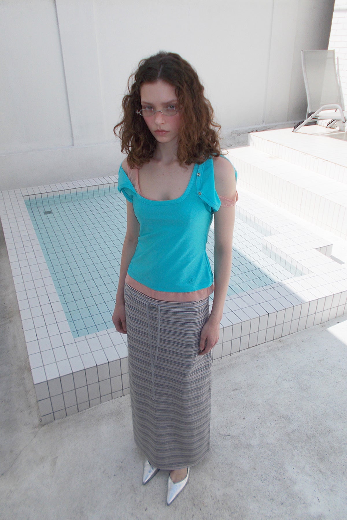 Overdueflair Vintage Stripe Maxi Skirt Grey