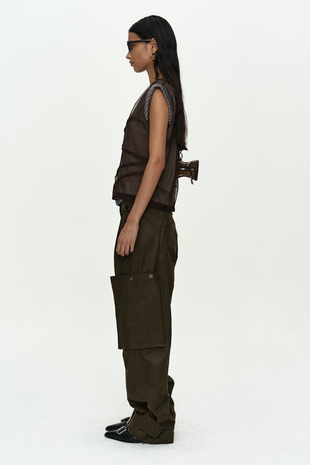 Andersson Bell Layered Mesh Tuck & Dart Top