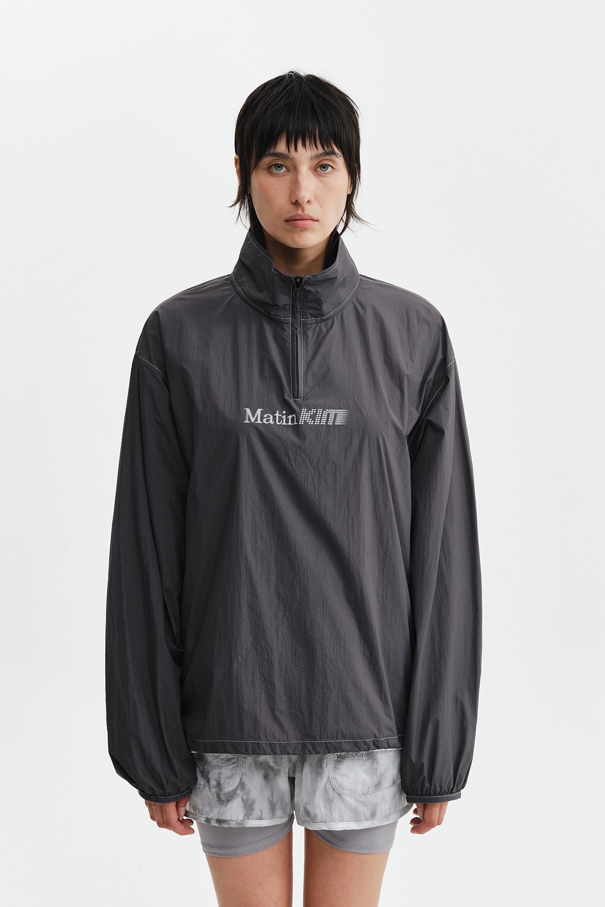 Matinkim Matin Pace Logo Half Zip Top IN Charcoal