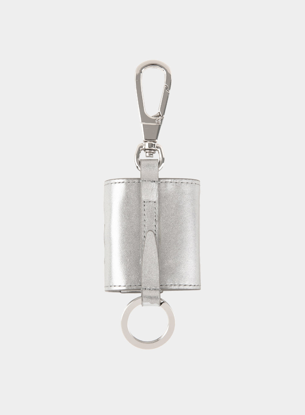 [satur] Satur Keyring Leather Airpods Case - Shimmering Silver