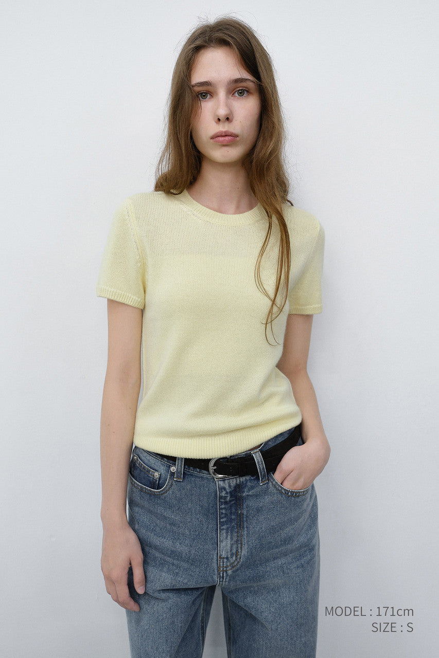 Dunst Half Sleeve Knit Top Lemon Butter