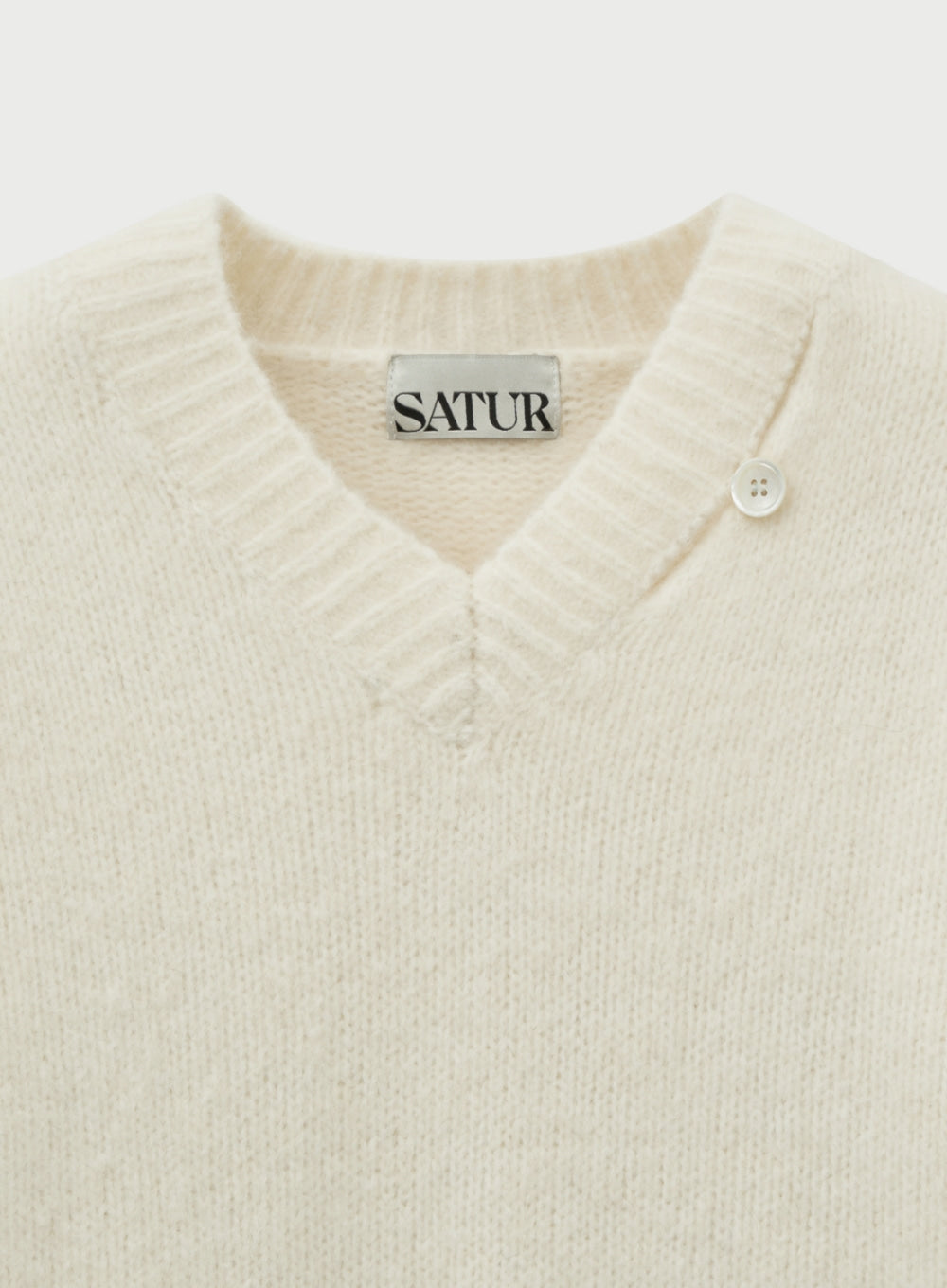 [satur] (W) Essen Two Tone Mohair Blend Knit - White