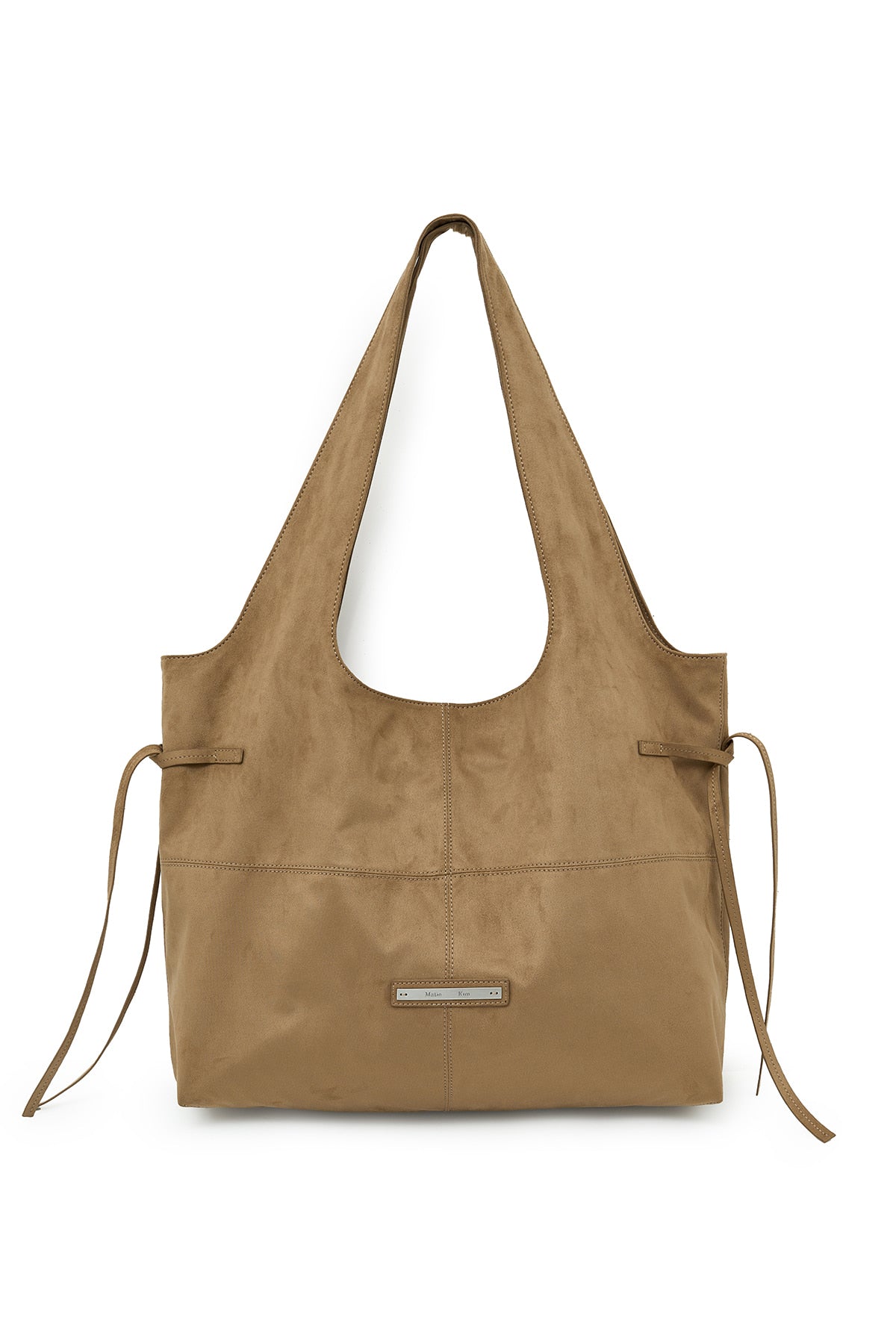 SIDE STRING SUEDE BIG SHOULDER BAG IN BEIGE