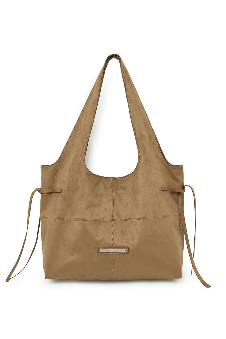 Matinkim Side String Suede Big Shoulder Bag IN Beige