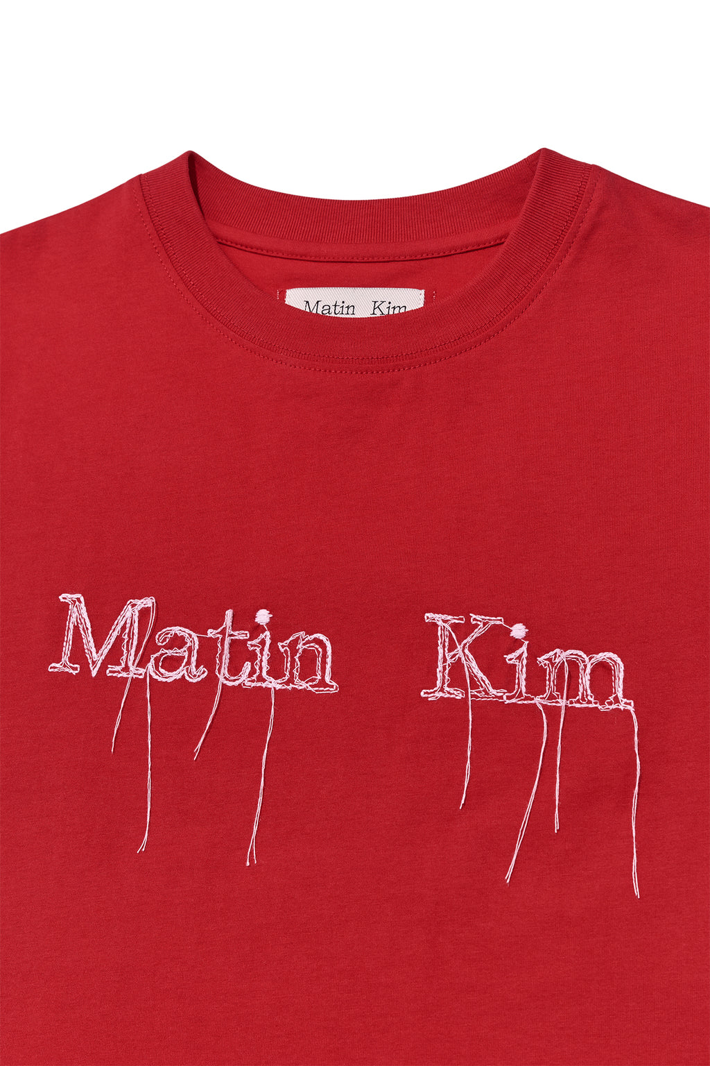 [matinkim] LOGO THREAD POINT CROP TOP IN RED