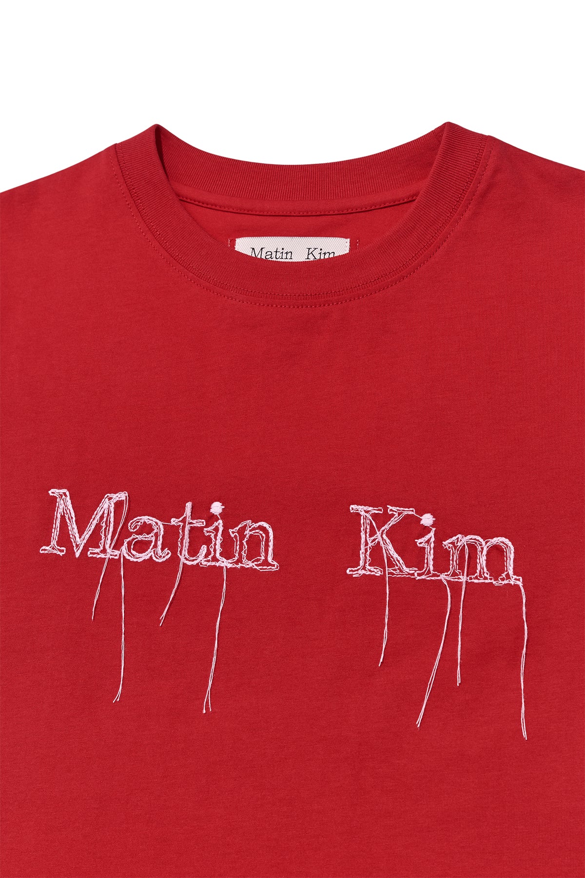 [matinkim] LOGO THREAD POINT CROP TOP IN RED