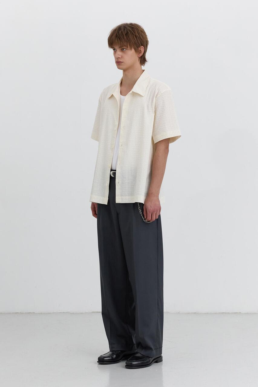 Dunst Collared Striped Shirt Cream Stripe