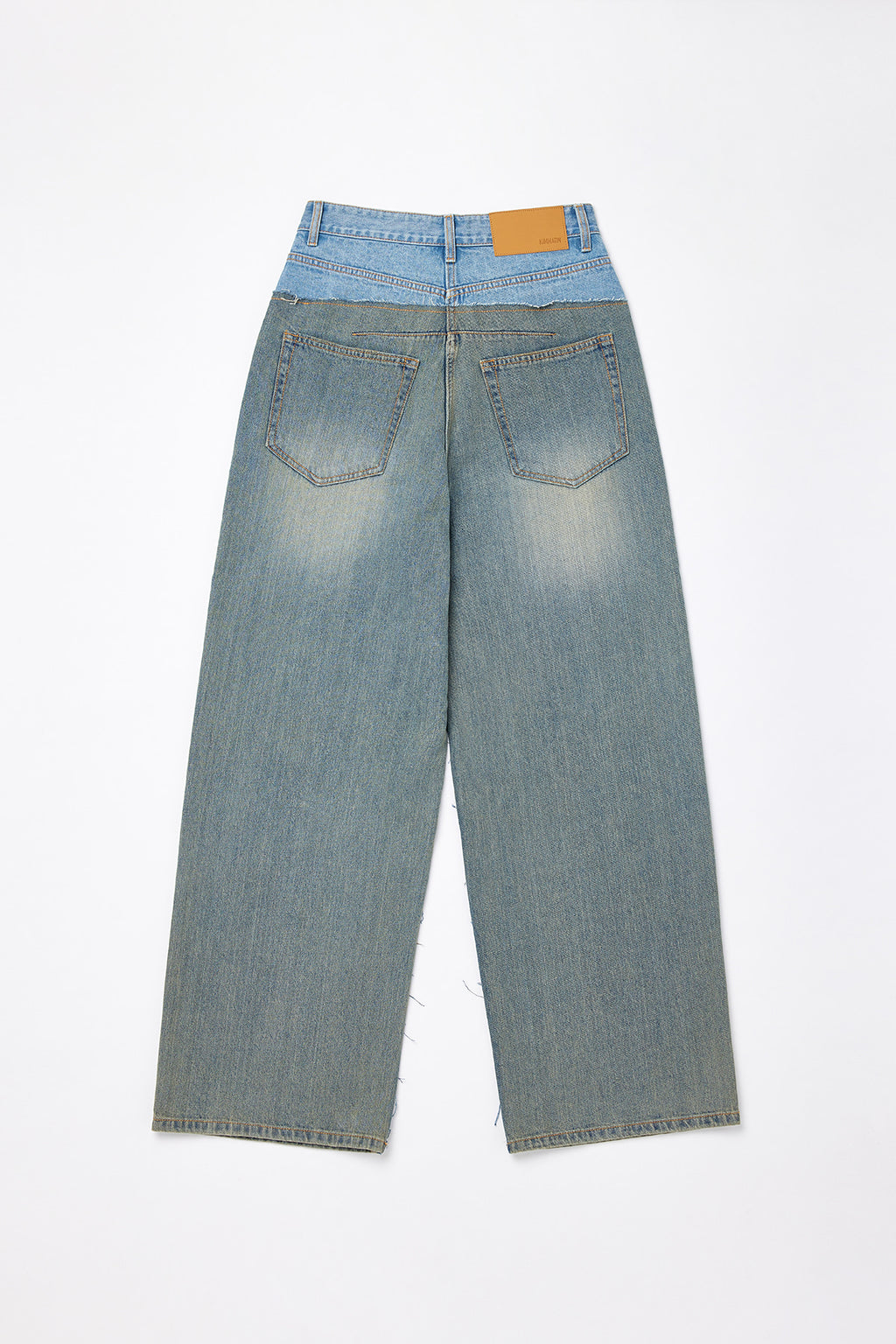 Matinkim Matin Kim Two Tone Deconstruct Denim Baggy Pants IN Blue