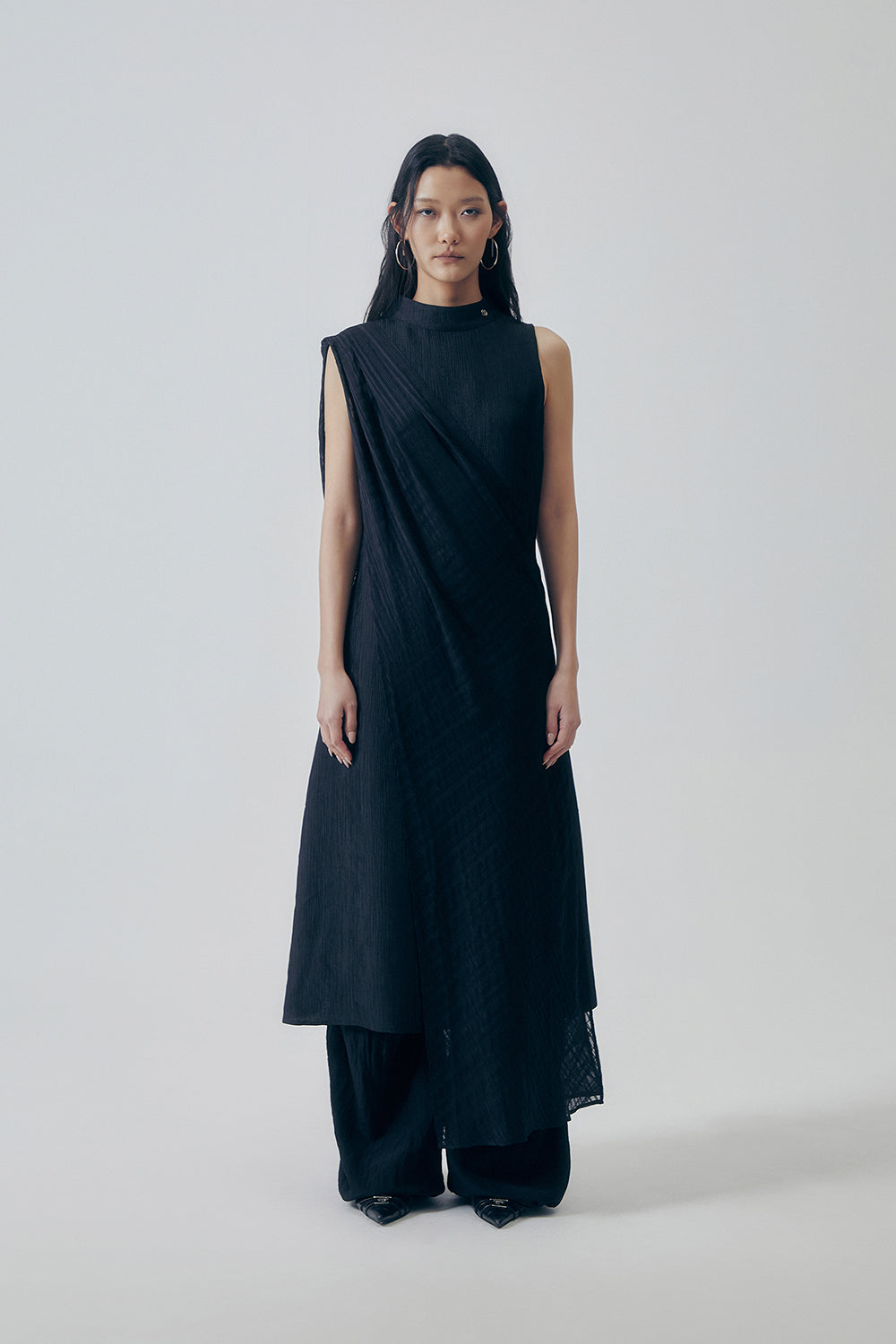 Treemingbird Desert-Inspired Layered Cotton Dress Black