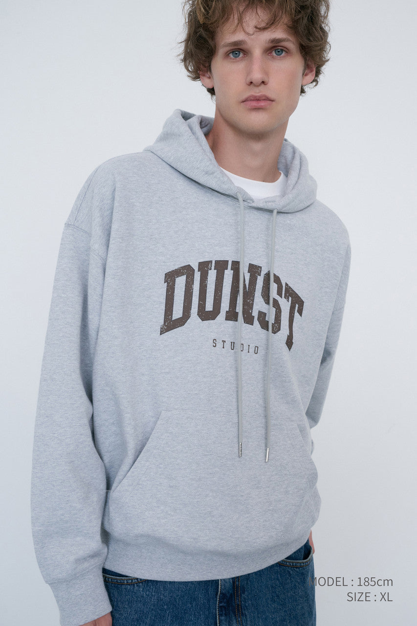 Dunst Unisex Arch Logo Hoodie Mid Melange Grey