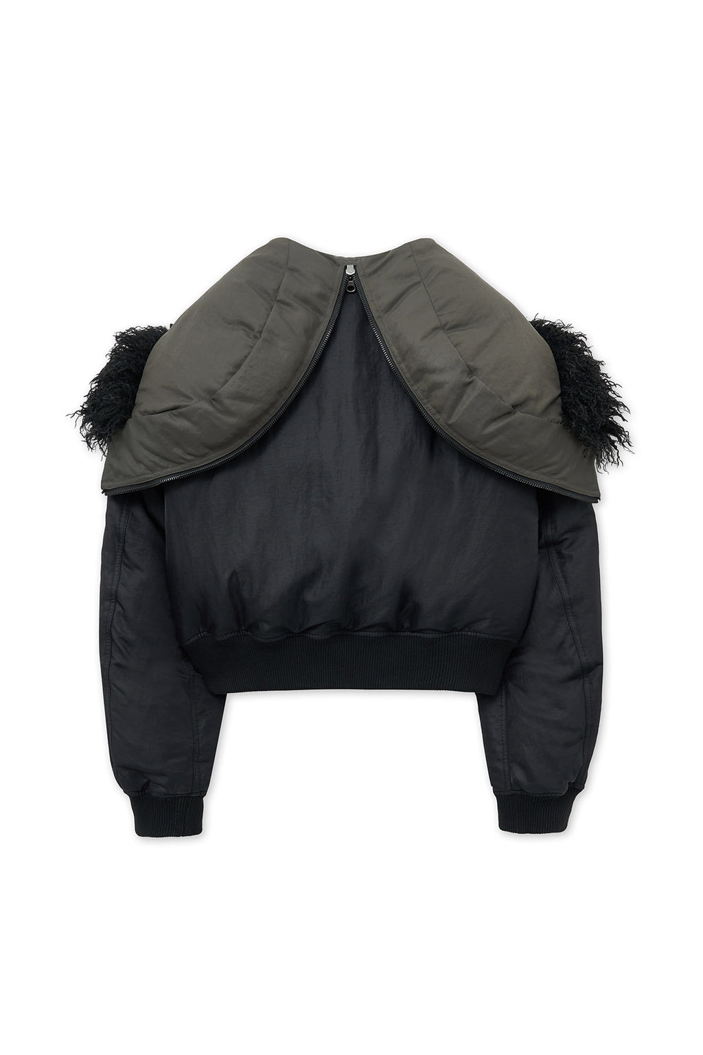 [matinkim] FUR HOODY BOMBER DOWN JUMPER IN BLACK