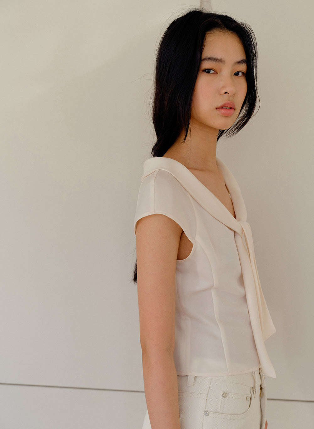Kindersalmon Valois Bowtie Top Cream
