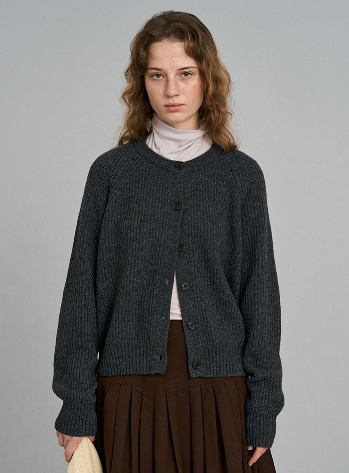 Mango Maniplease Wiwi Wool Cardigan Charcoal