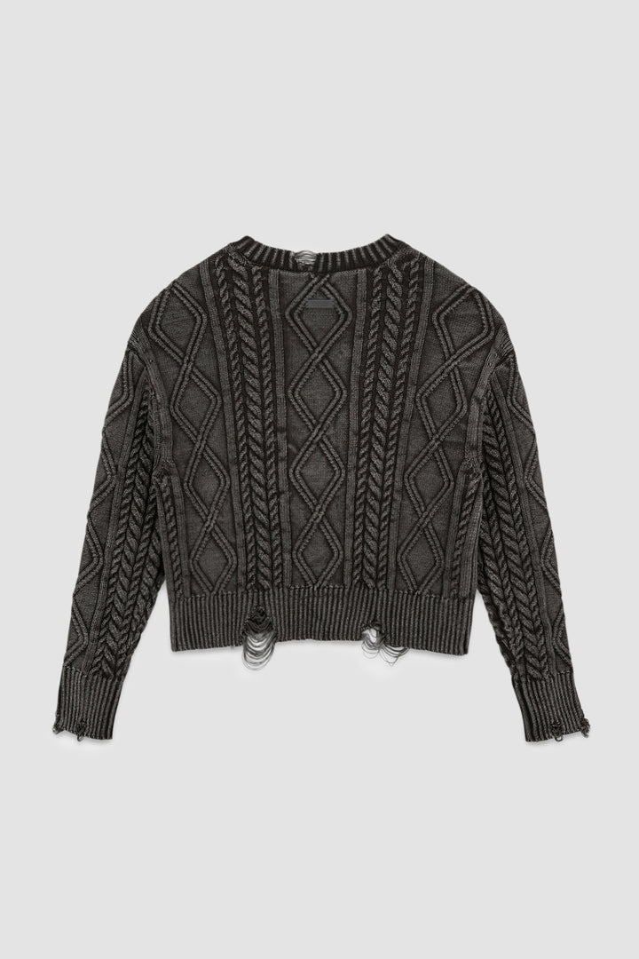 Matinkim Washed Cable Pullover IN Dark Brown