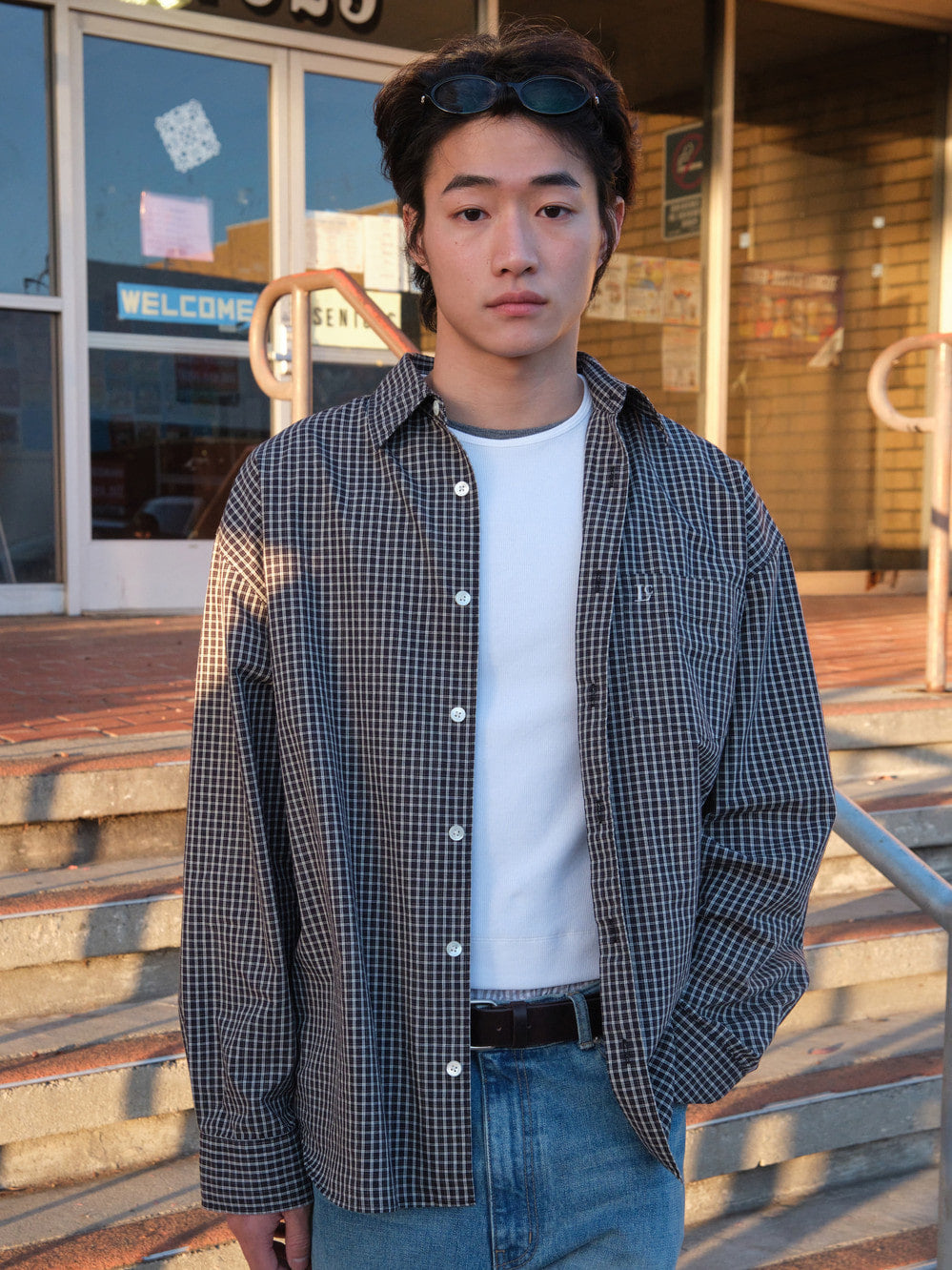 Low Classic Oversized Lc Checked Shirt Black