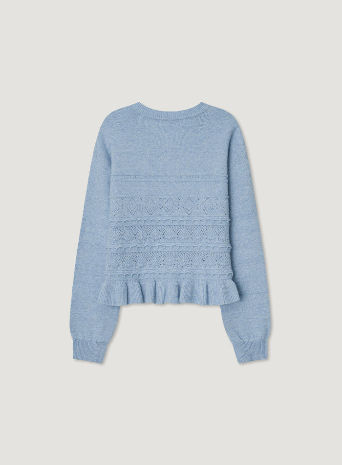 Mango Maniplease Suki Frill Cardigan Light Blue