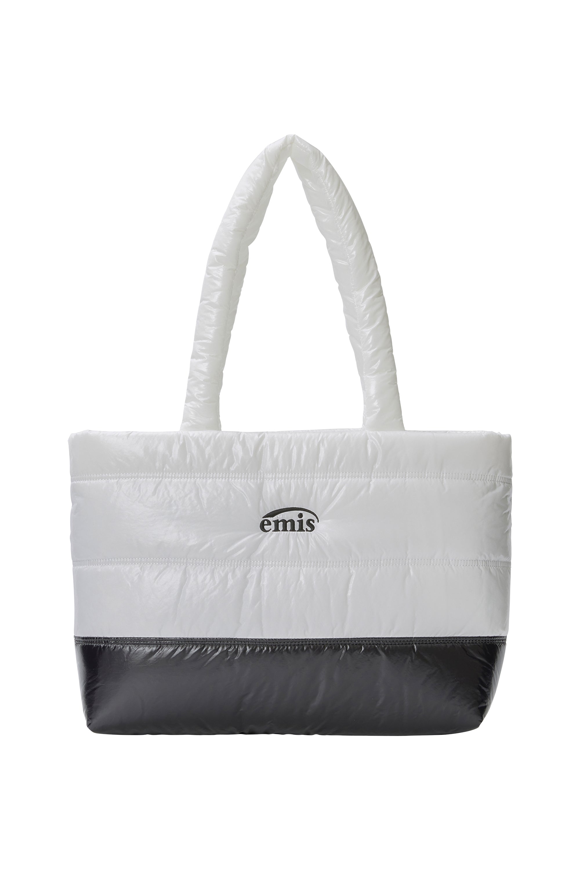 GLOSSY PADDED TOTE BAG-WHITE