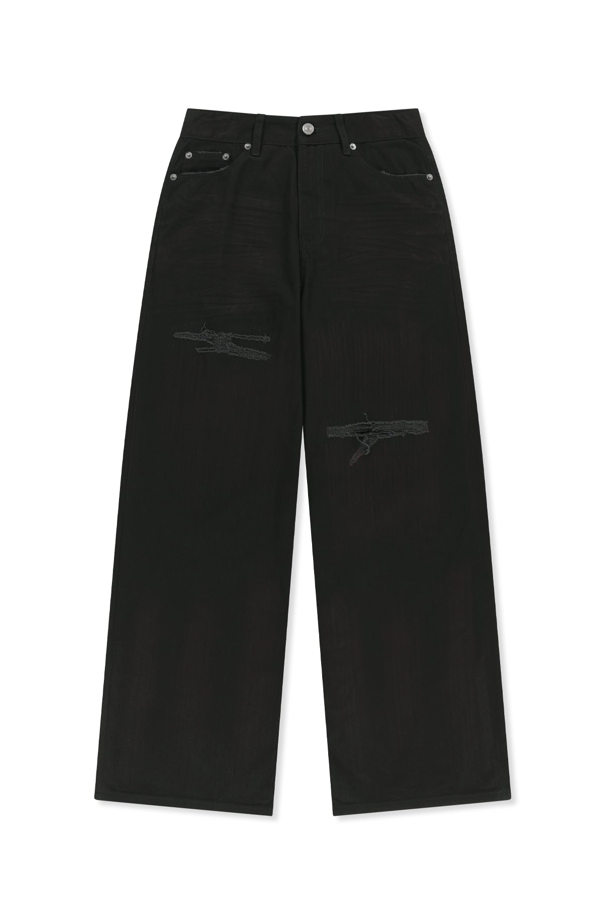 Matinkim Distressed Herringbone Wide Pants IN Black