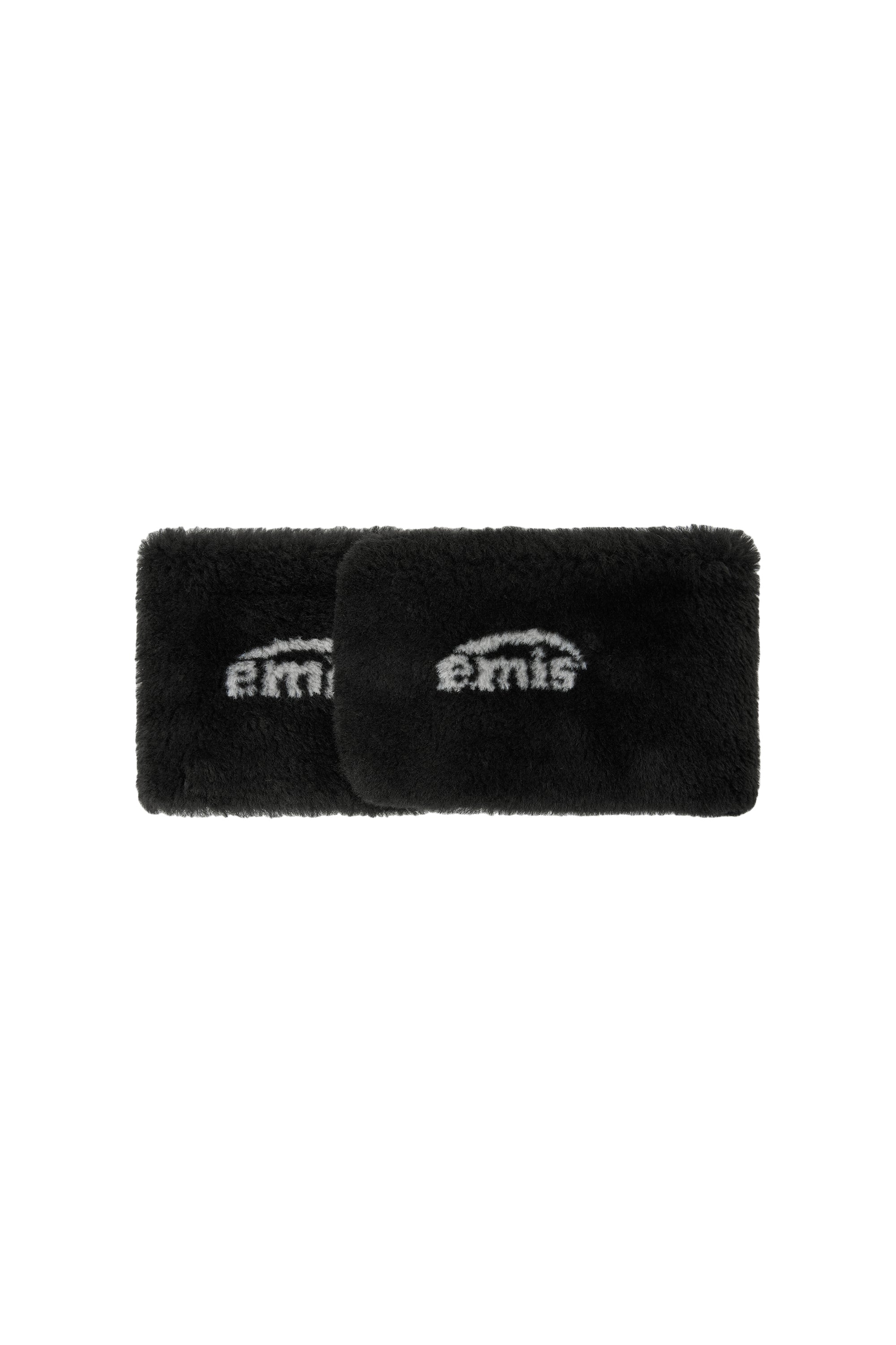 LOGO JACQUARD FUR MUFFLER-BLACK