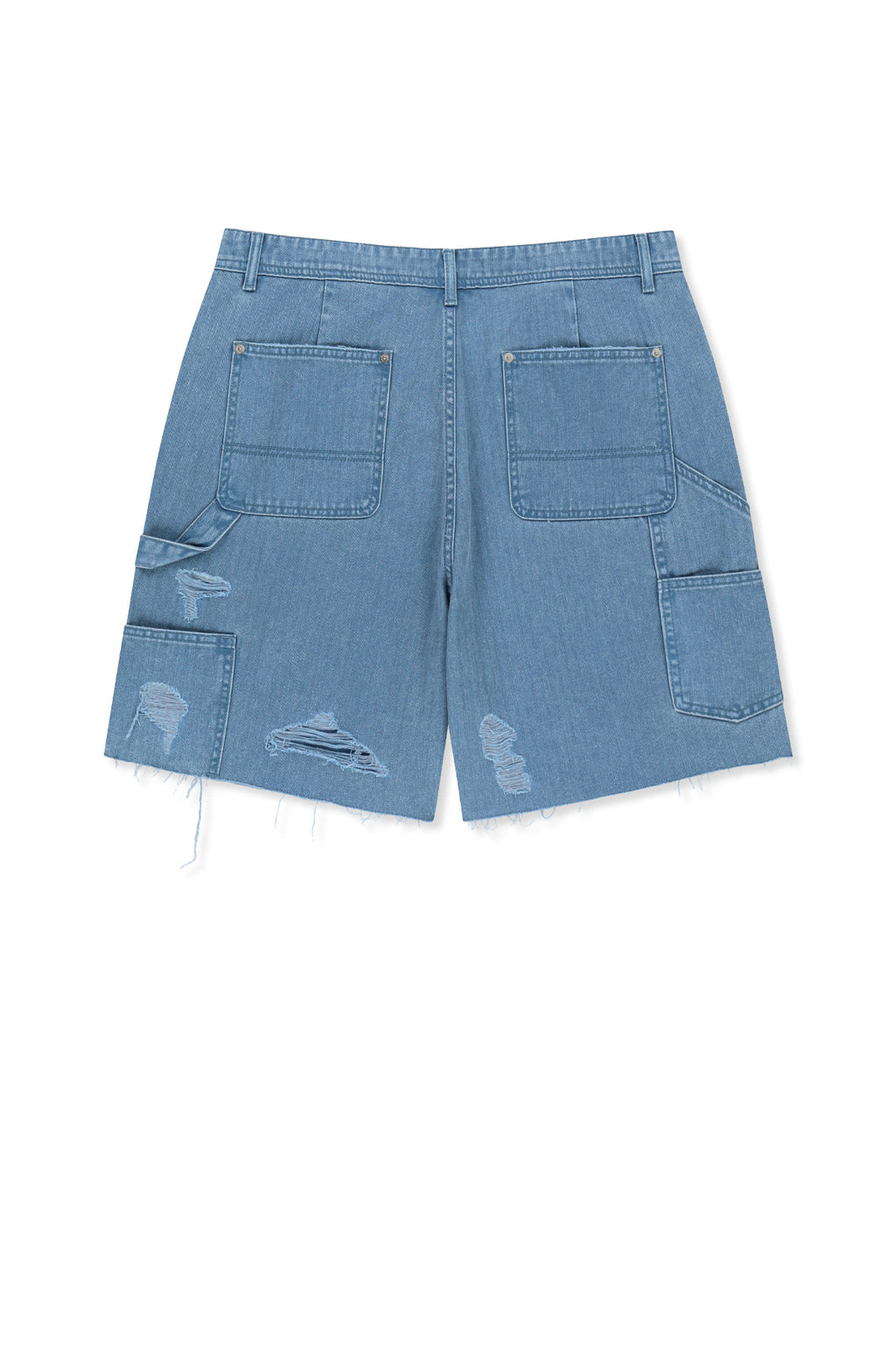 Matinkim Heringbone Raw Cut Denim Shorts IN Light Blue