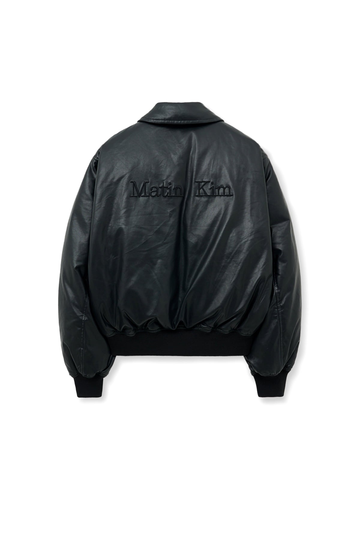 Matinkim Faux Leather Down Jumper For Men IN Black