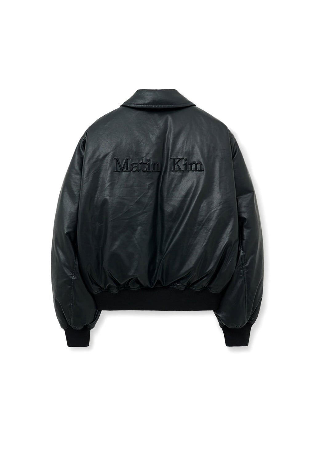 Matinkim Faux Leather Down Jumper For Men IN Black