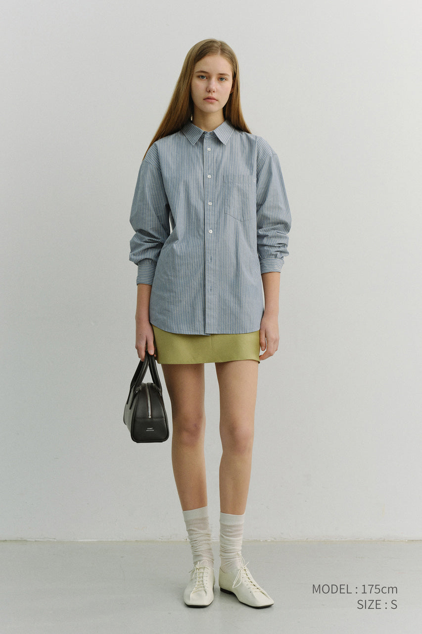 Dunst Unisex 2-Way Oversized Striped Shirt Blue Stripe