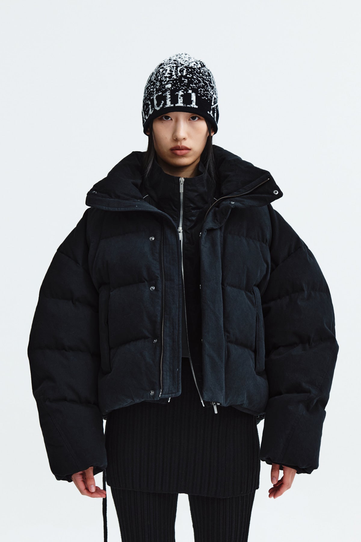 Matinkim Cotton Washed Puffer Duck Down Jumper IN Black