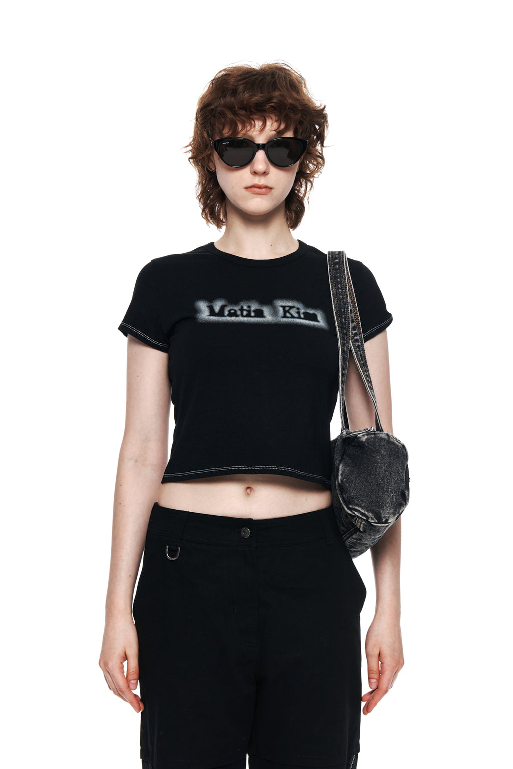 [matinkim] MATIN SHADE LOGO CROP TOP IN BLACK