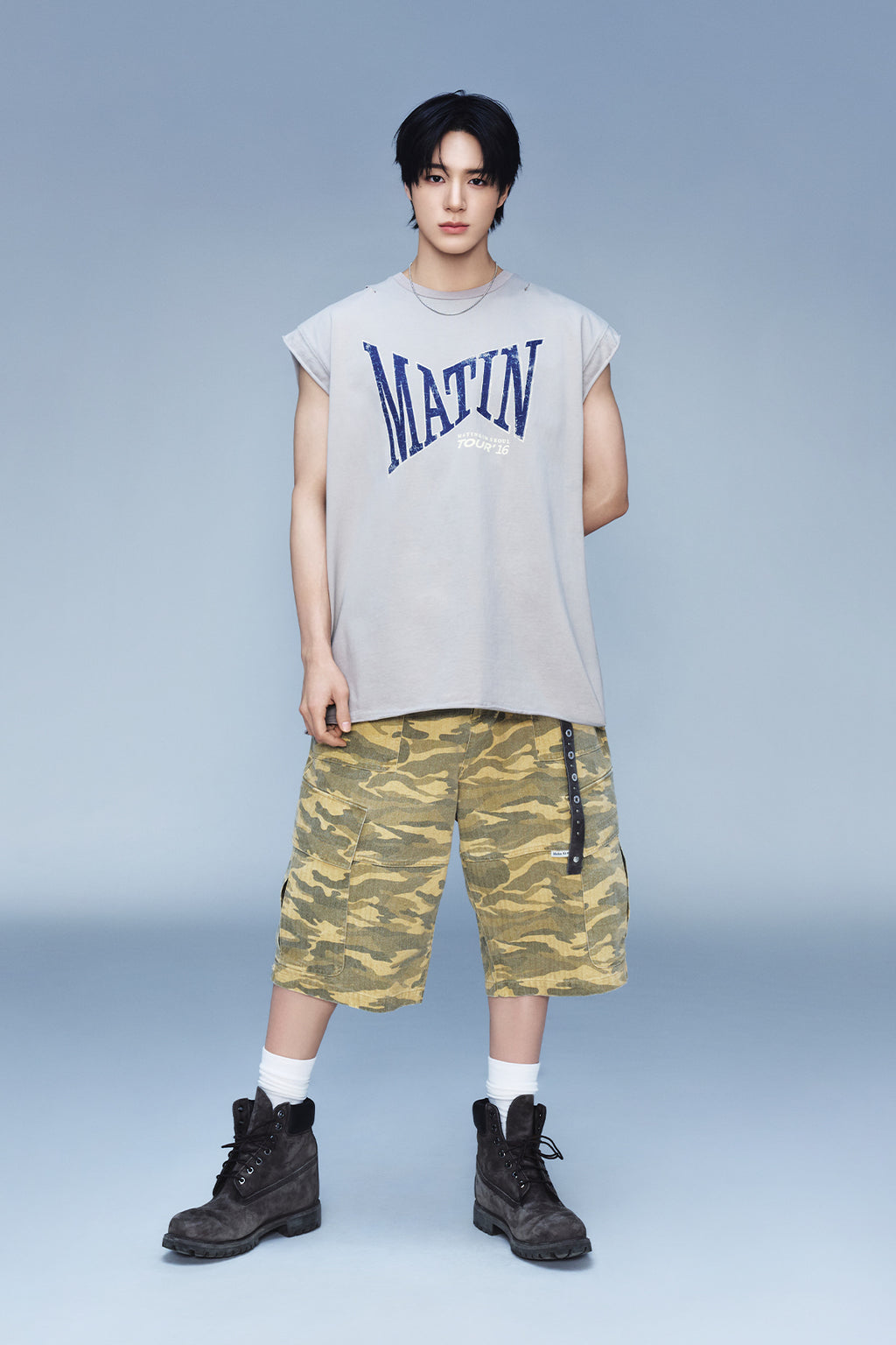 Matinkim Camouflage Cargo Bermuda Pants For Men IN Camel