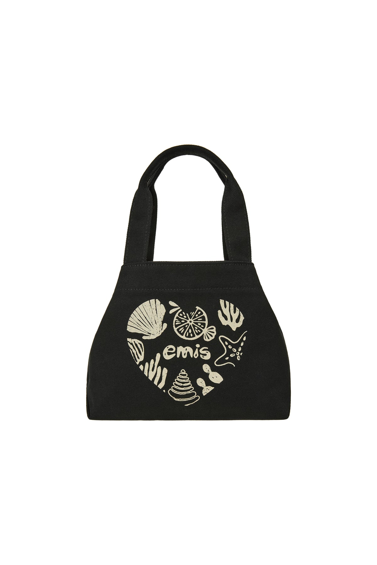 Emis Heart Coastal Mini Tote Bag-Black