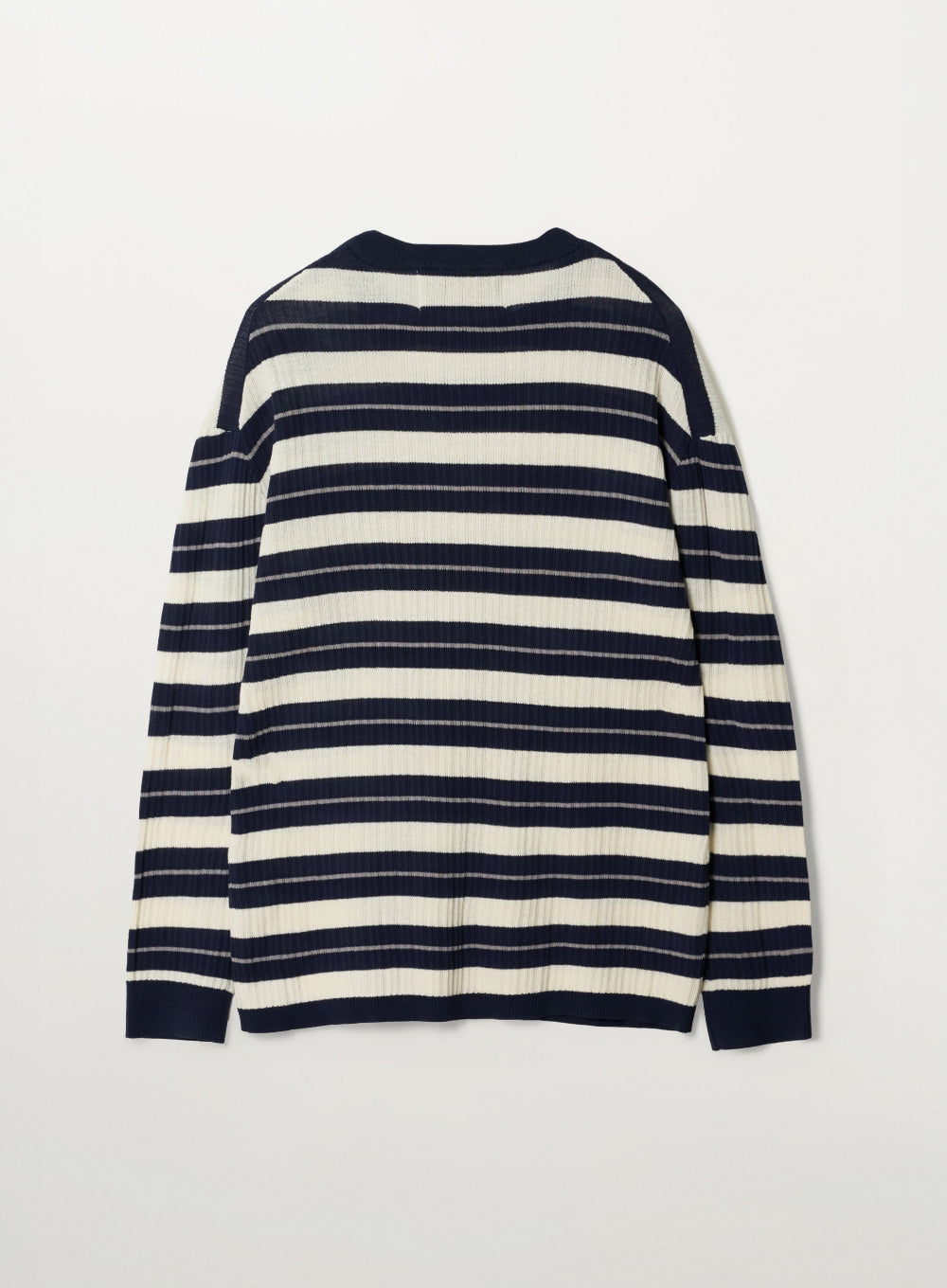 Satur Crest Logo Stripe Knit - Navy