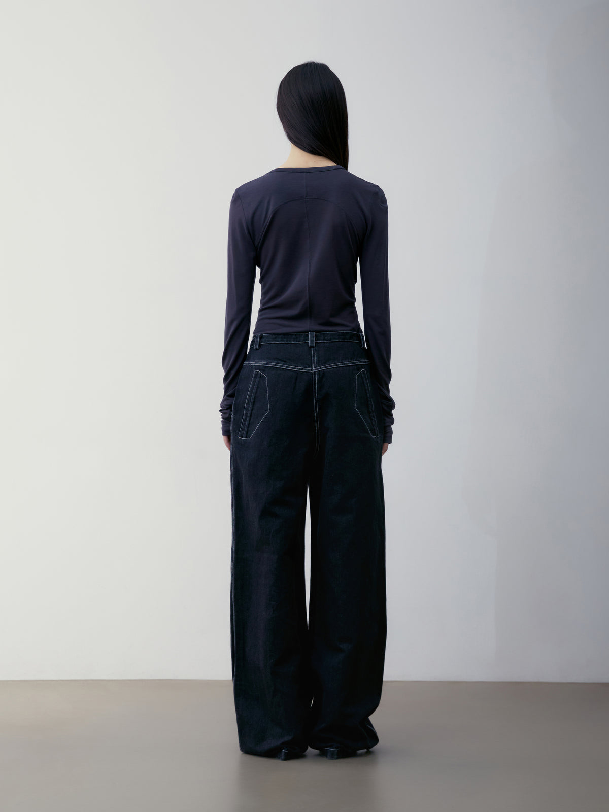 Low Classic Knee-Patch Denim Pants Black