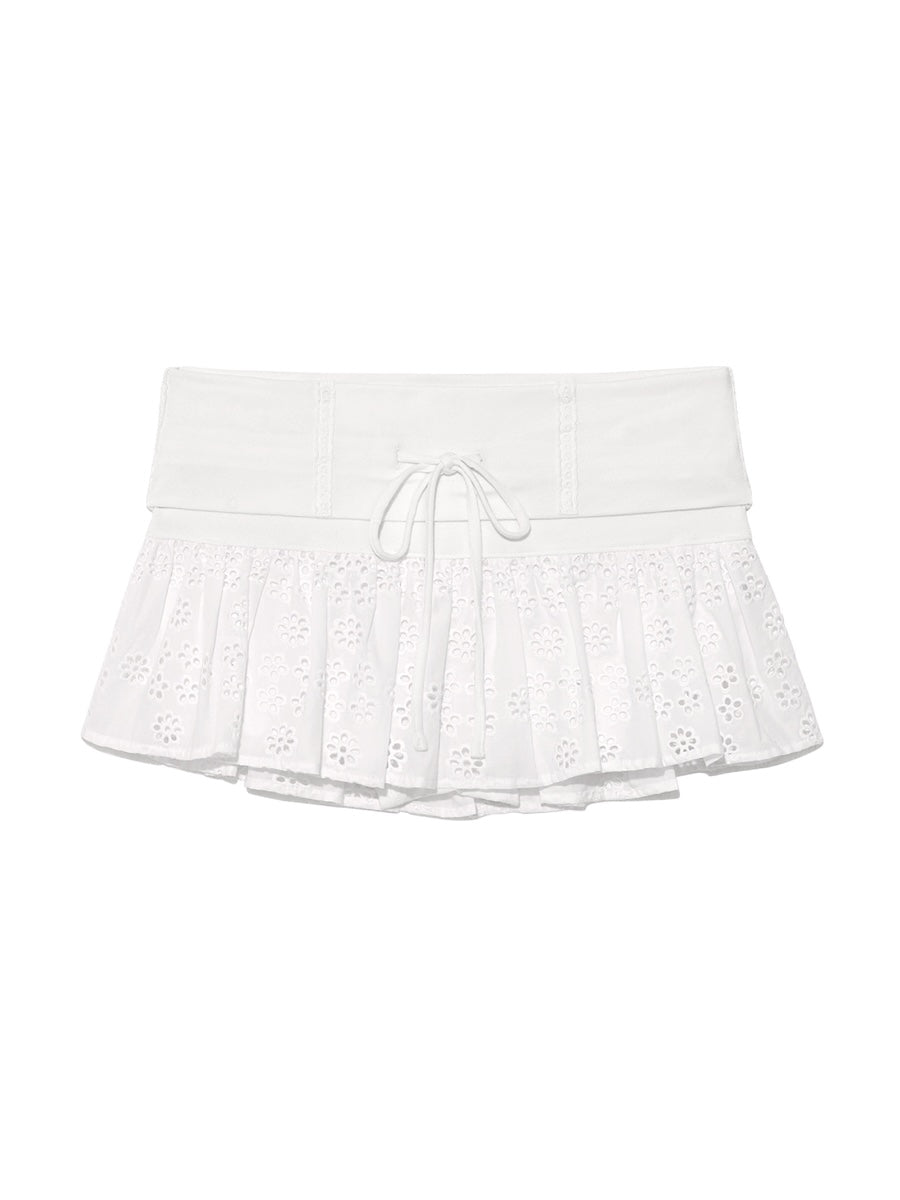 GLOWNY Naomi Belt Mini Skirt (White)