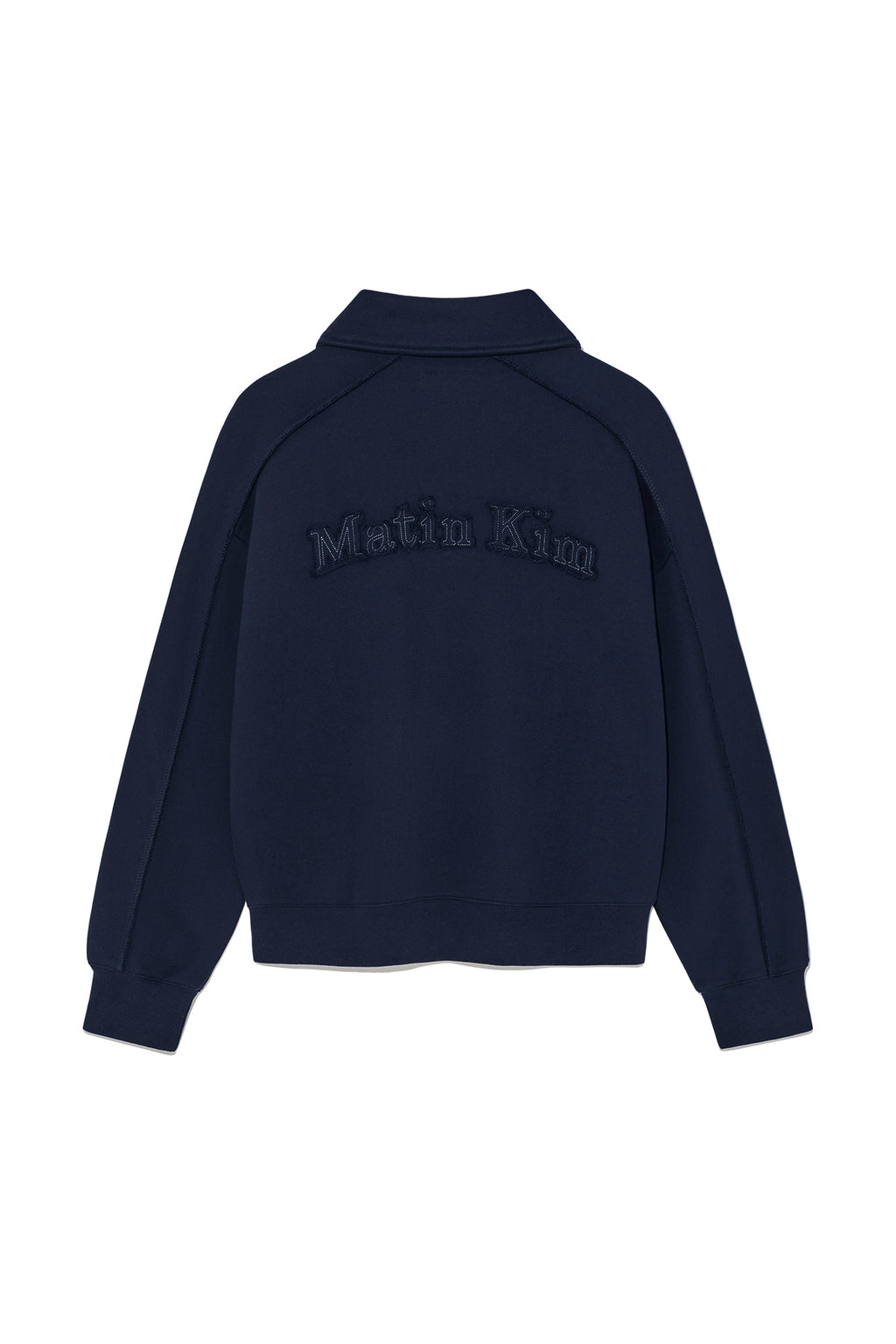 [matinkim] BACK LOGO HALF ZIP SWEATSHIRT FOR WOMEN IN NAVY