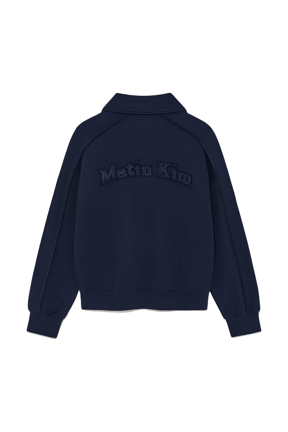 [matinkim] BACK LOGO HALF ZIP SWEATSHIRT FOR WOMEN IN NAVY