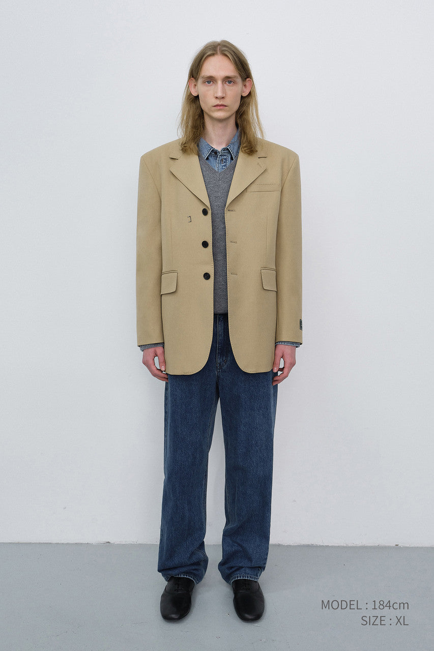 Dunst Unisex Refined Masculine Wool Blazer Caramel Beige