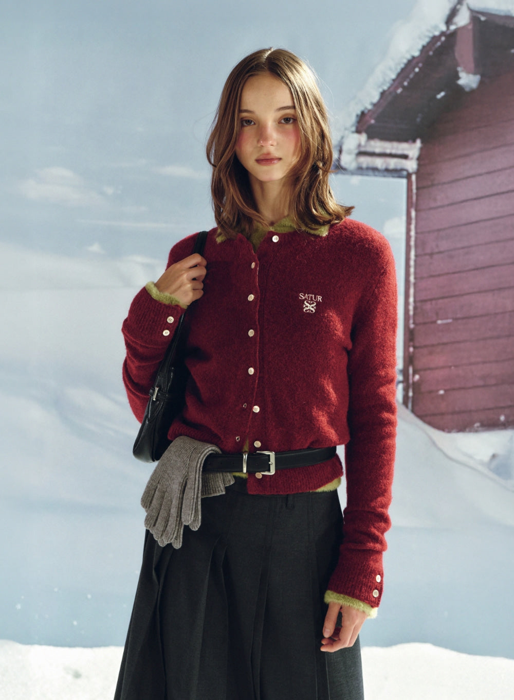 [satur] Square Buckle Belt - Black