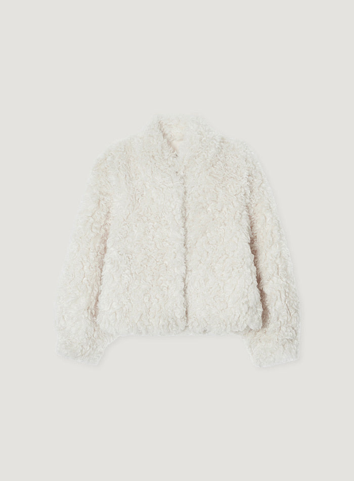 Mango Maniplease Charlee Fur Jacket Cream