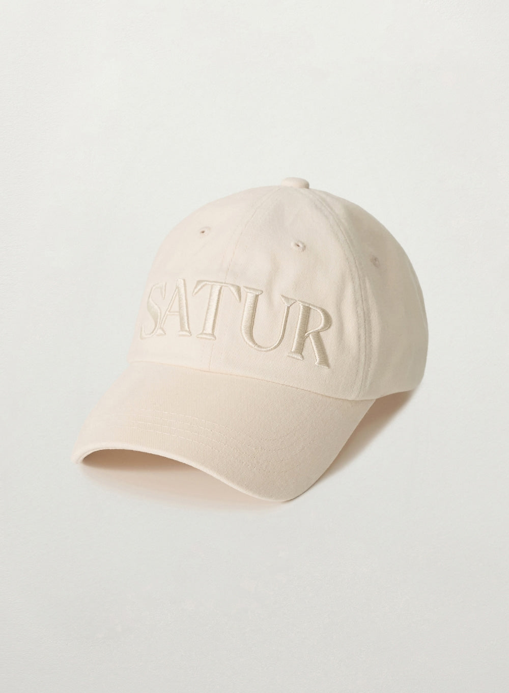 [satur] Vintage Casual Volume Embroidery Ball Cap - Cream