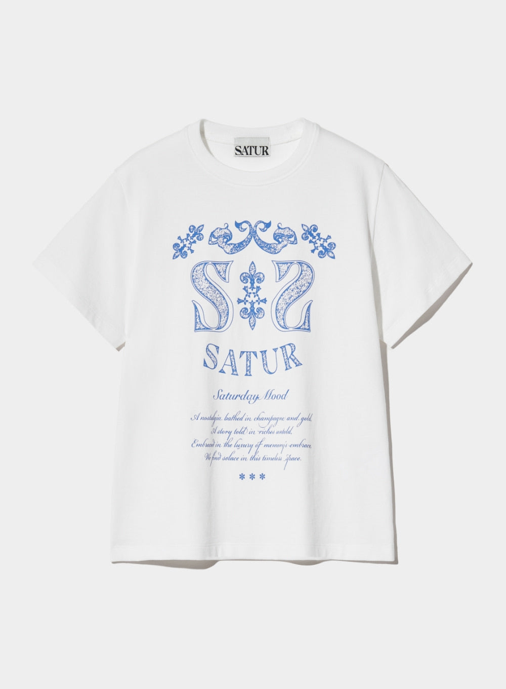 [satur] (W) Classy Nostalgia Vintage Graphic T-Shirt - Clean White