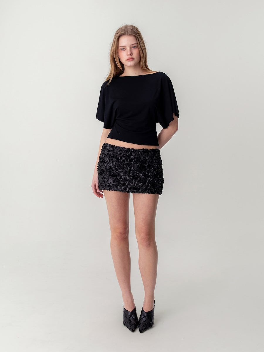 GLOWNY Twinkle Mini Skirt (Black)