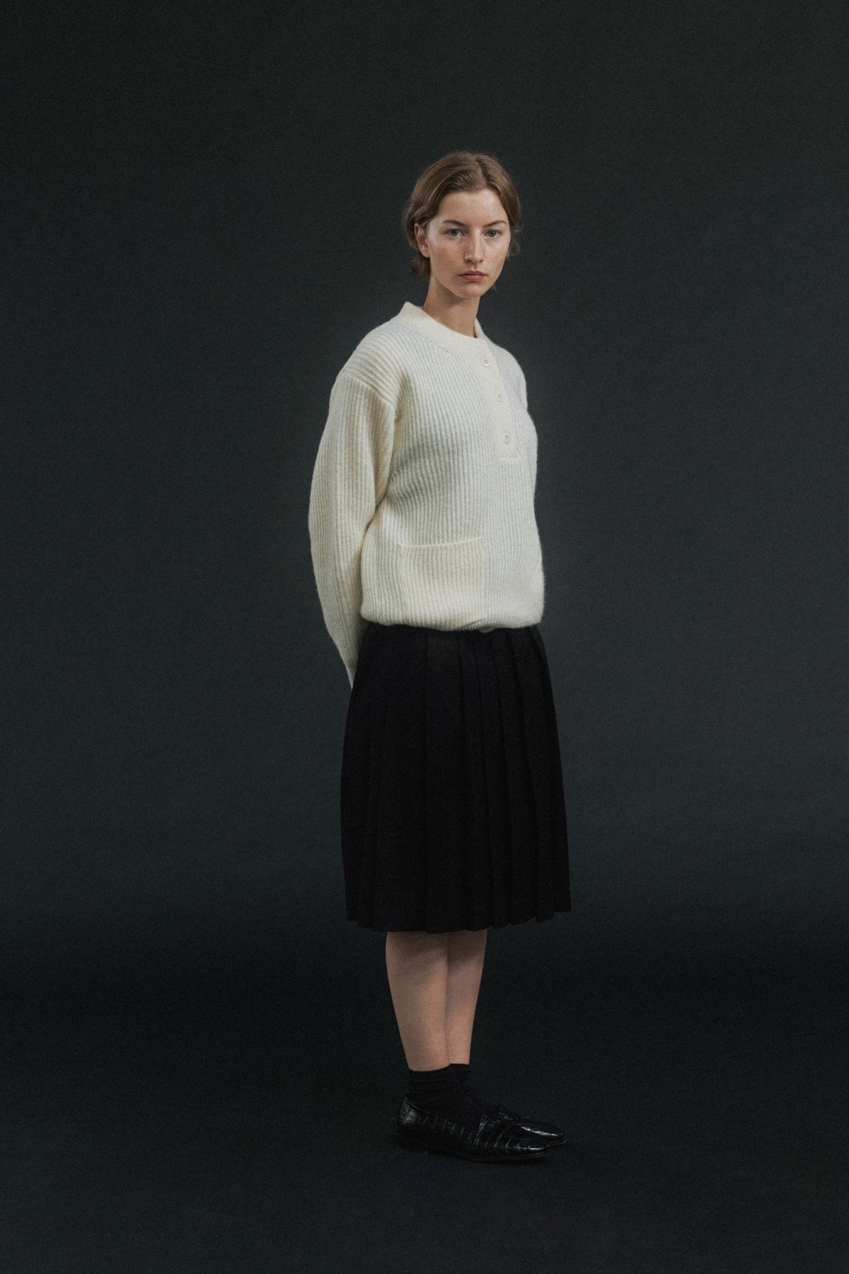Nothing Written Shetland wool henri-neck pullover (Ivory)
