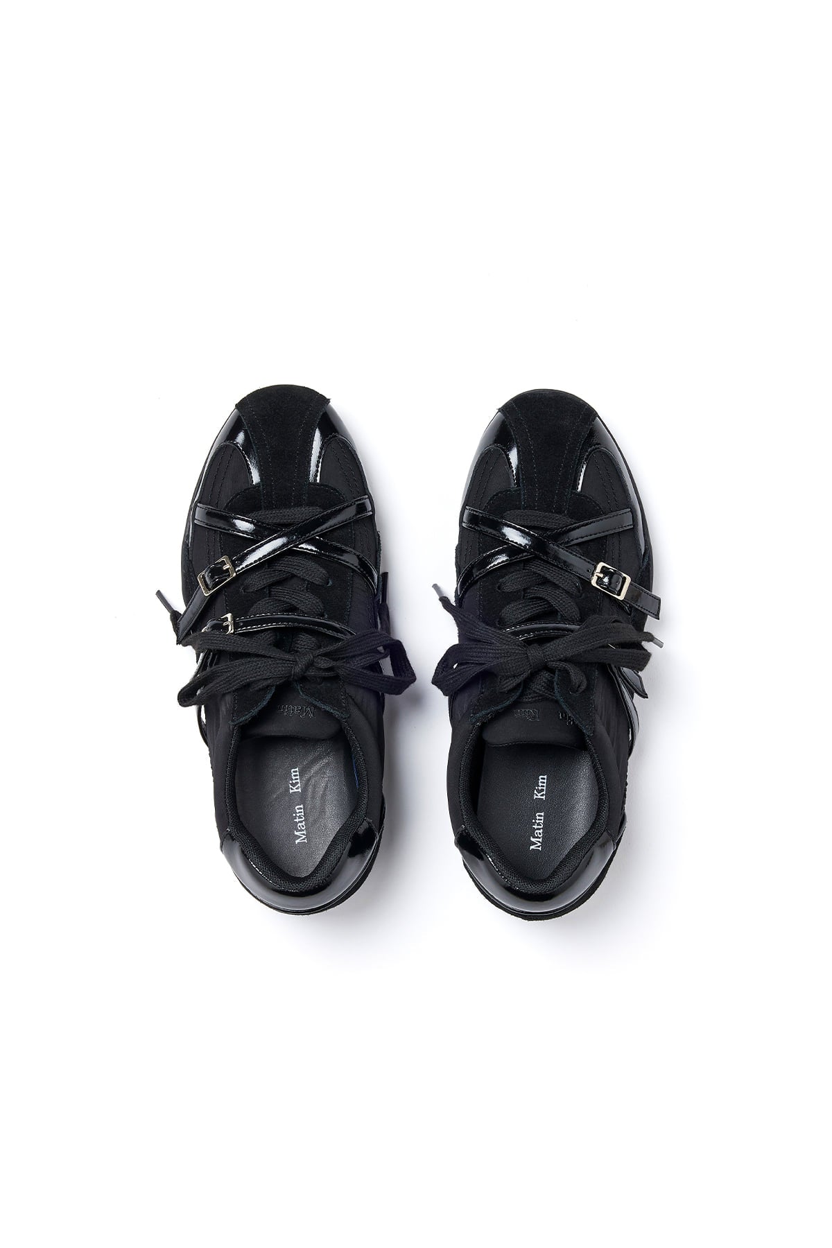 Matinkim Cross Strap Suede Block Sneakers IN Black